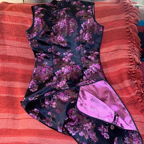 ADH SAN FRANCISCO Dresses & Skirts - CHINESE MAXI CHEONGSAM DRESS SILK RAYON SZ XL MANDARIN